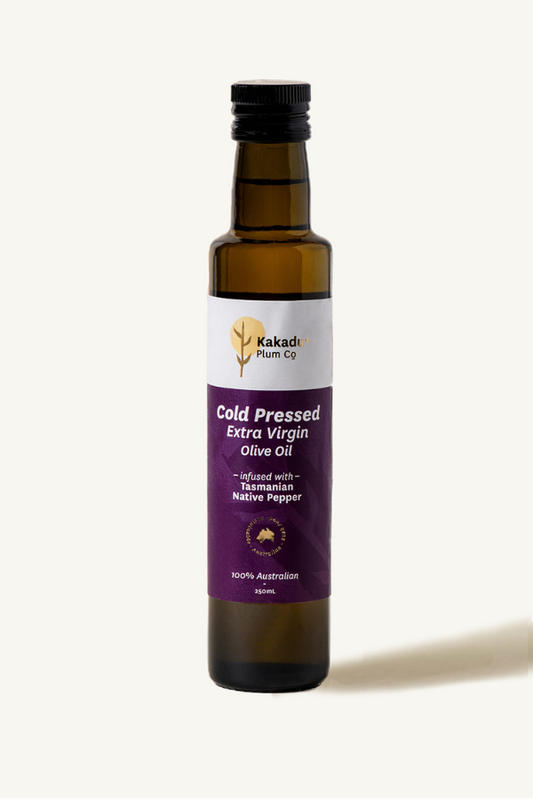 KAKADU PLUM CO- Olive Oil with Tasmanian Native Pepper- 250ml