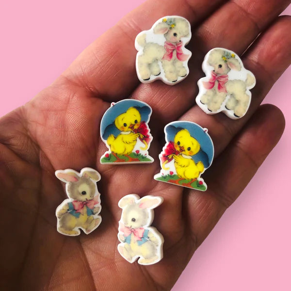 MAKIN' WHOOPEE VINTAGE EASTER STUDS - Bunny & Lamb