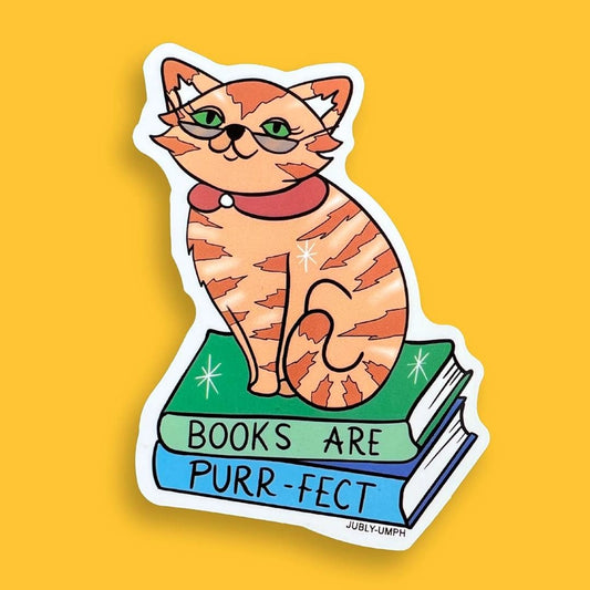 JUBLY-UMPH - "BOOKS ARE PURR-FECT"- Vinyl Sticker