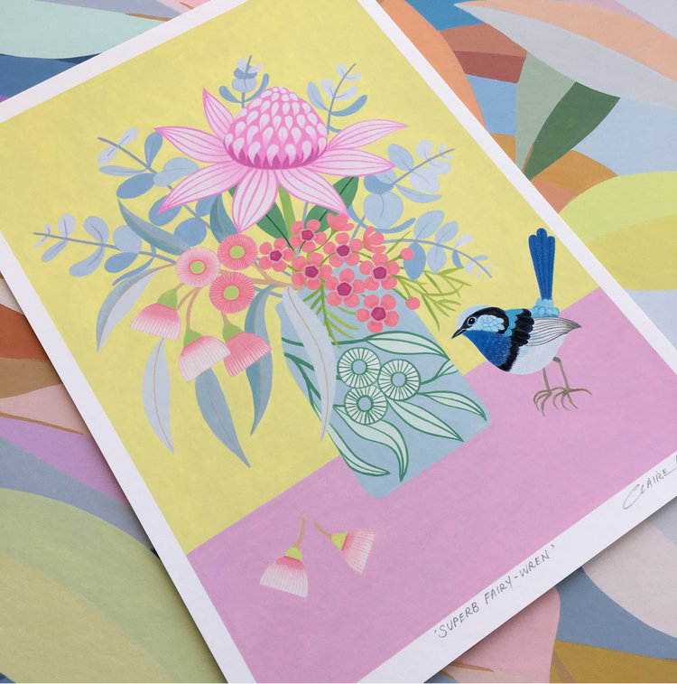 CLAIRE ISHINO- SMALL LIMITED EDITION A5 PRINTS- Superb Fairy Wren