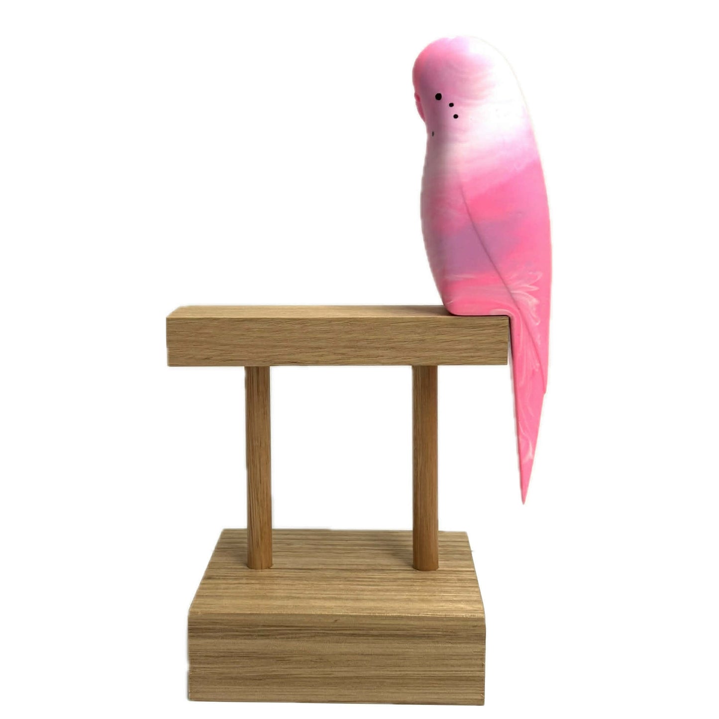 PETE CROMER - RESIN BUDGERIGAR #7 -  Pretty in Pink Swirl