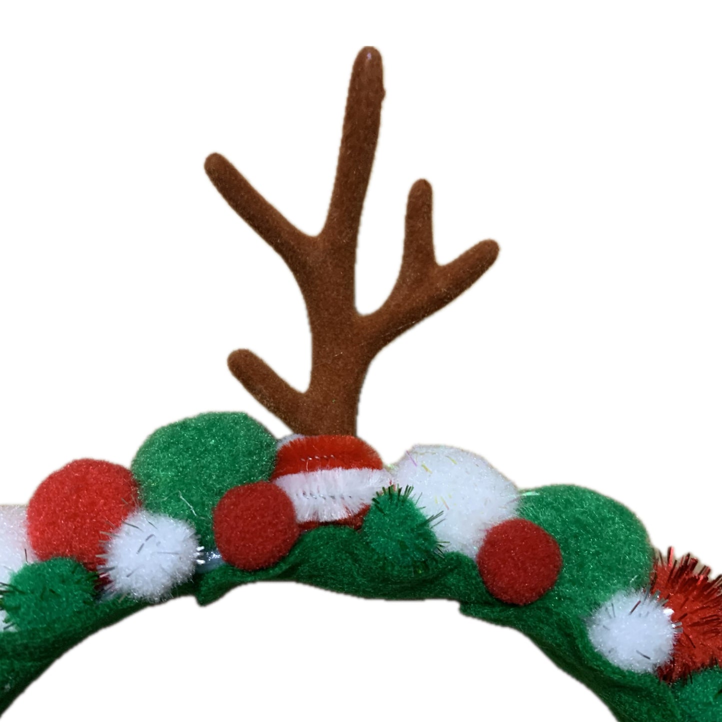 THIS BIRD HAS FLOWN- "RED, WHITE & DARK GREEN ANTLER HEADBAND" MEDIUM CHRISTMAS HEADBAND