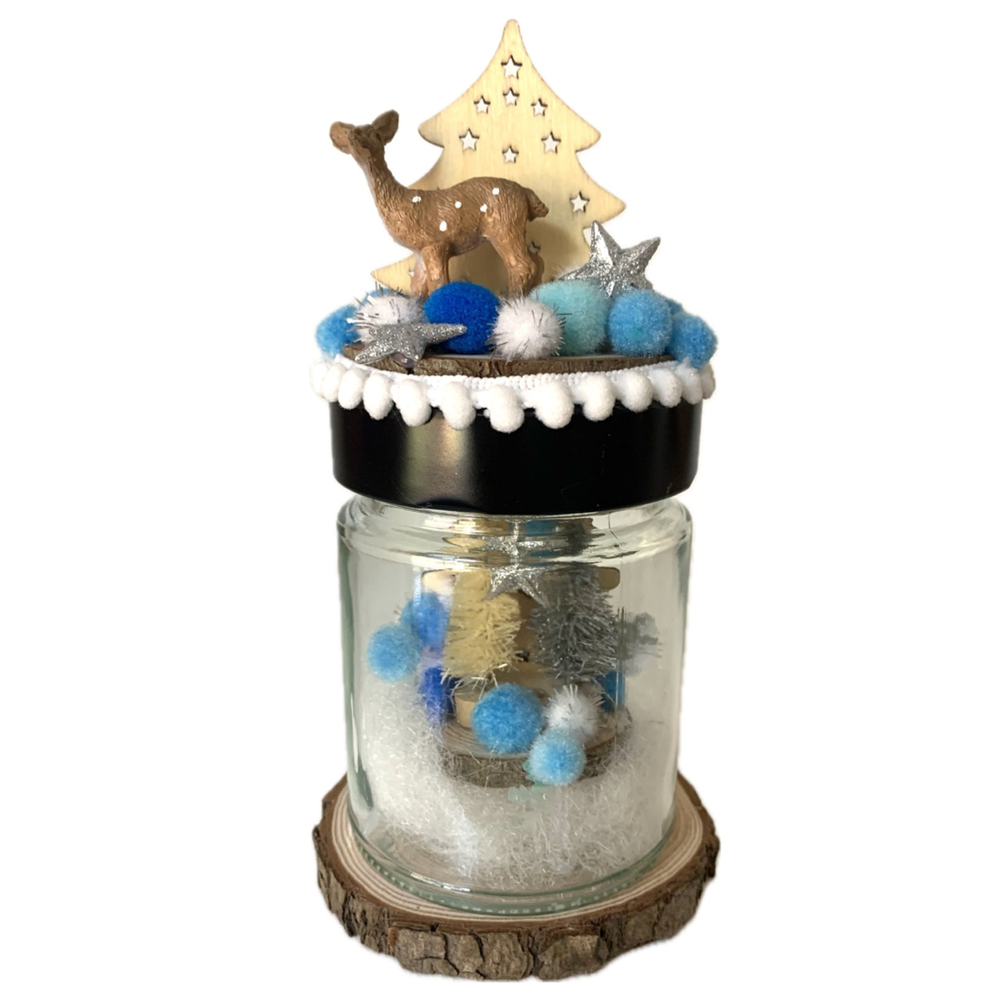 THIS BIRD HAS FLOWN- Christmas Jar Decoration- Small Blue Scandi Tree