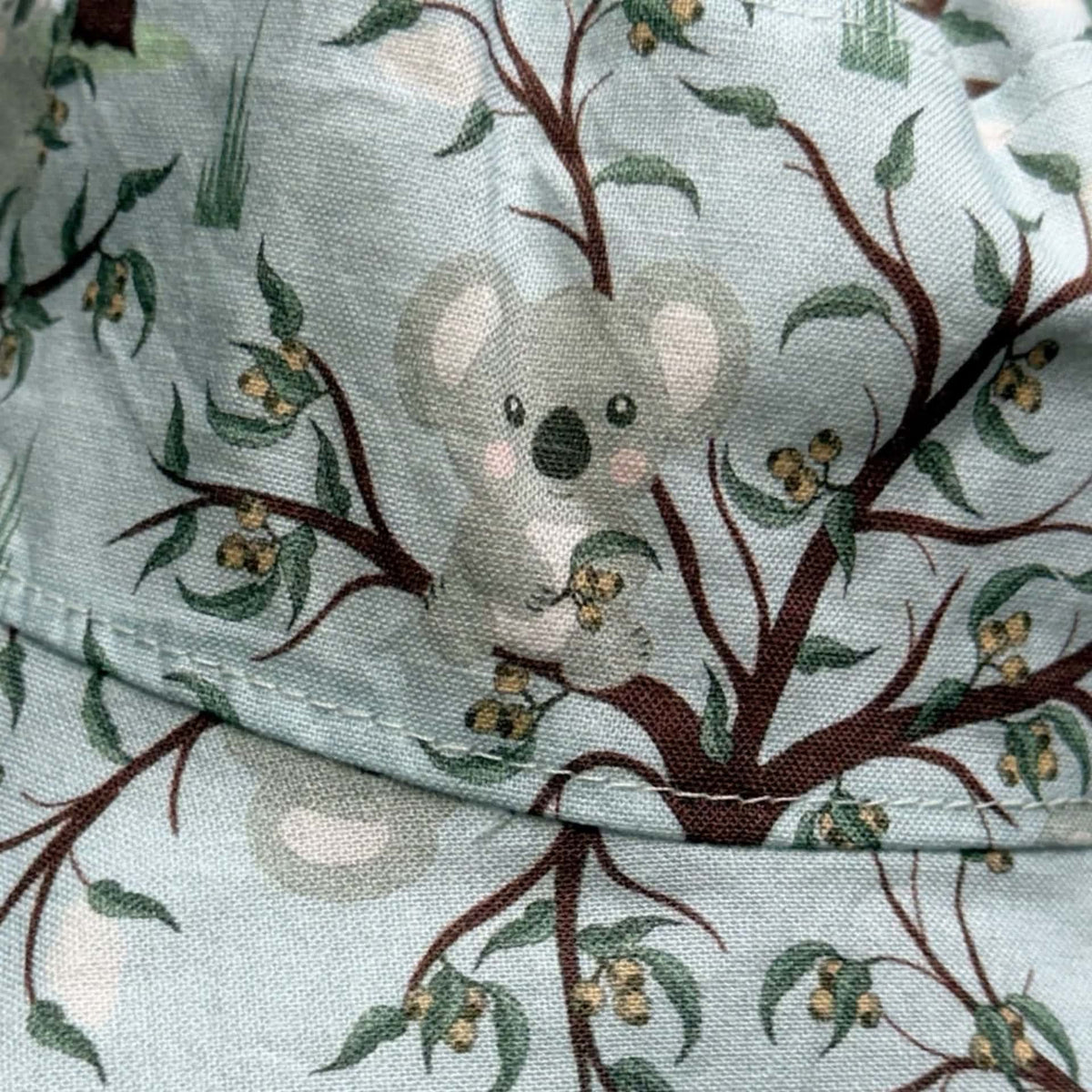 Teacups n Quilts - Koala Fabric Hat - Blue Background - Kids Size XXS