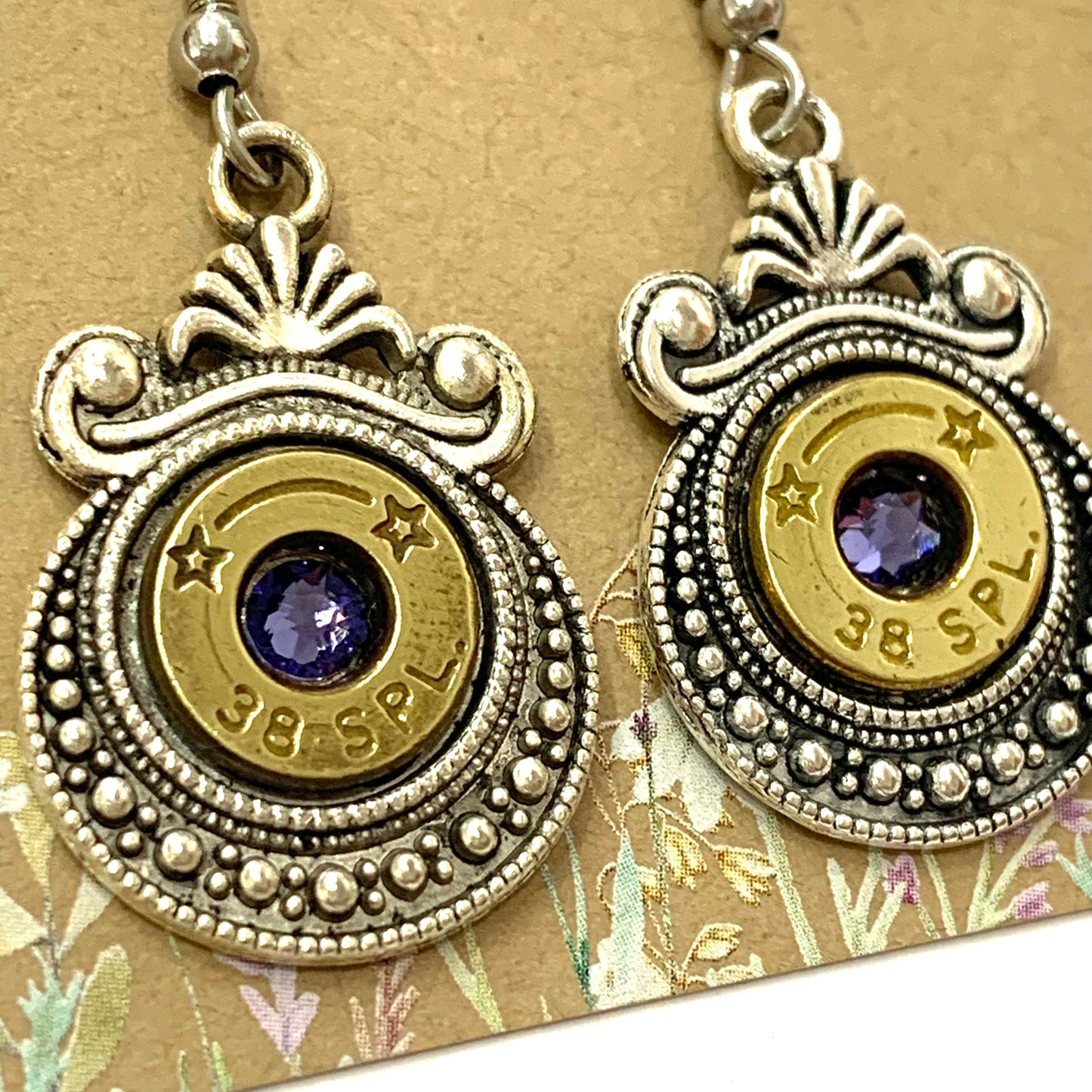 WILD BRASS- Aztec Drops- Purple Swarovski Crystal