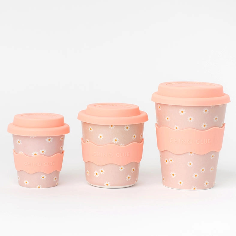 CHINO CLUB- Adult 12oz Reusable Keep Cup- Pink Daisy
