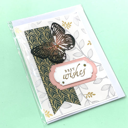 PAPER POSSUM- HANDMADE GREETING CARD- Best Wishes Butterfly