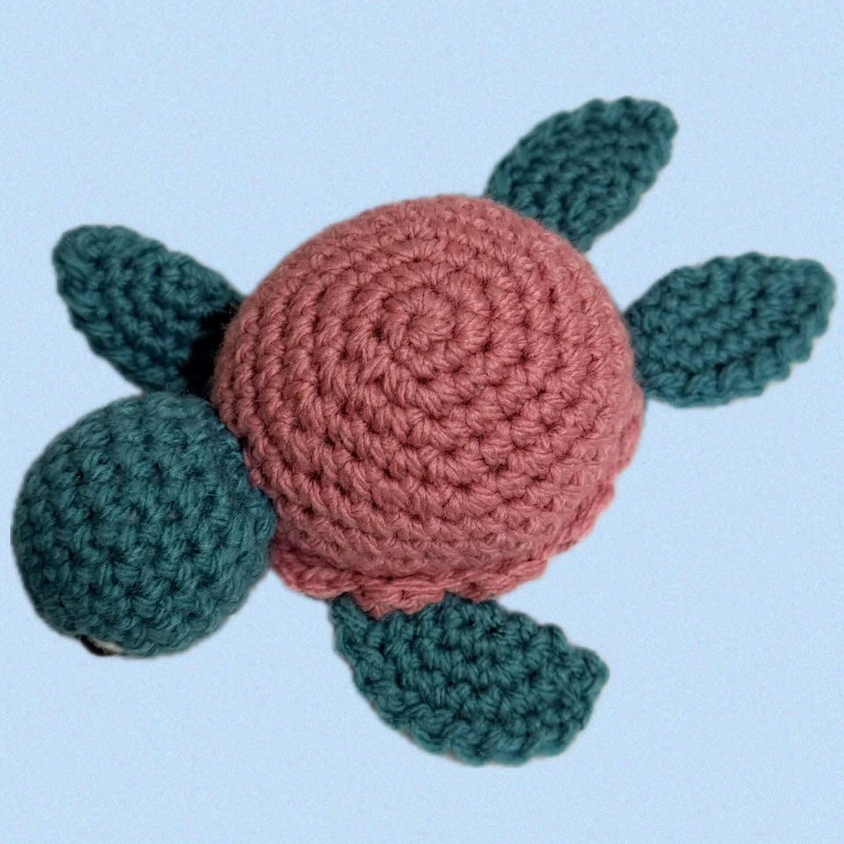BEAKNITS-Crocheted Turtle - Blush Pink Shell (sage)