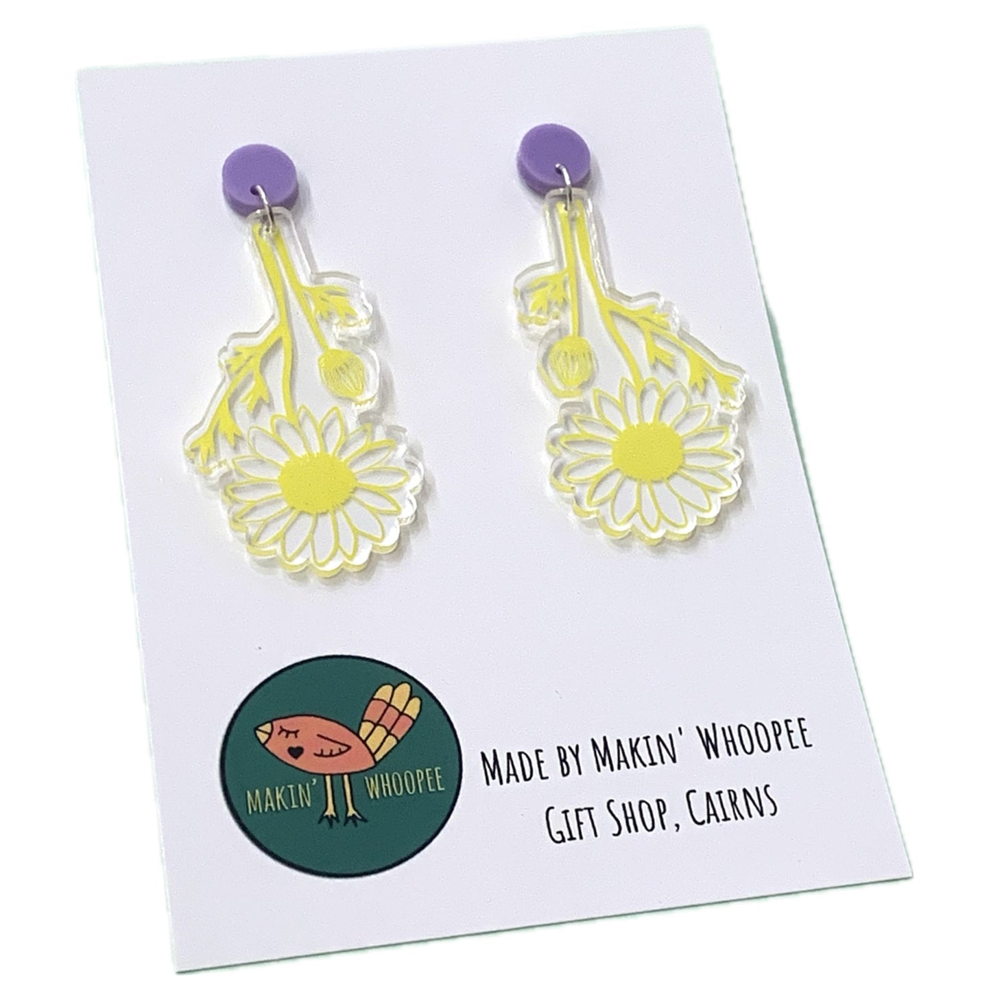 MAKIN' WHOOPEE - "Oopsy Daisy" - Statement Dangles- Yellow