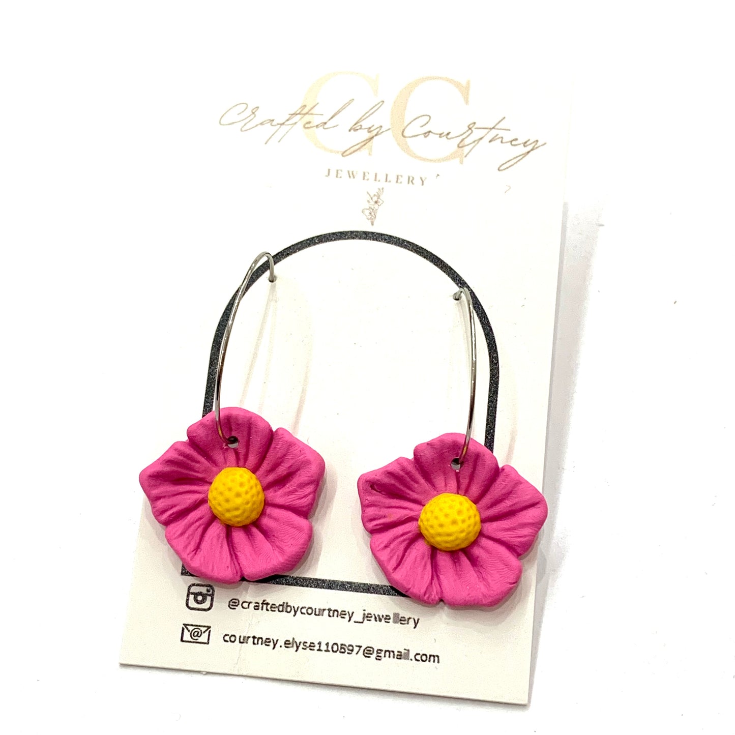 CRAFTED BY COURTNEY- Pink Flower Hoops