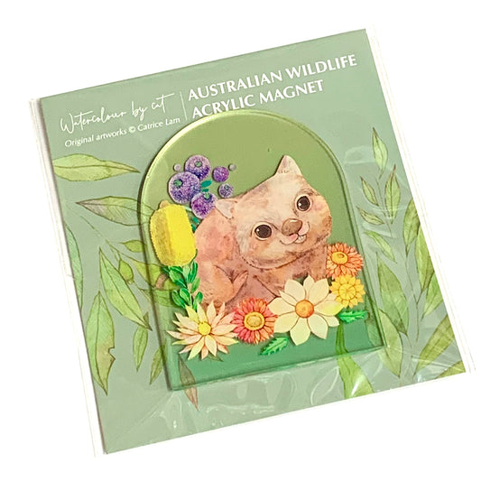 WATERCOLOURS BY CAT- Wombat- Australian Animal Art Magnet
