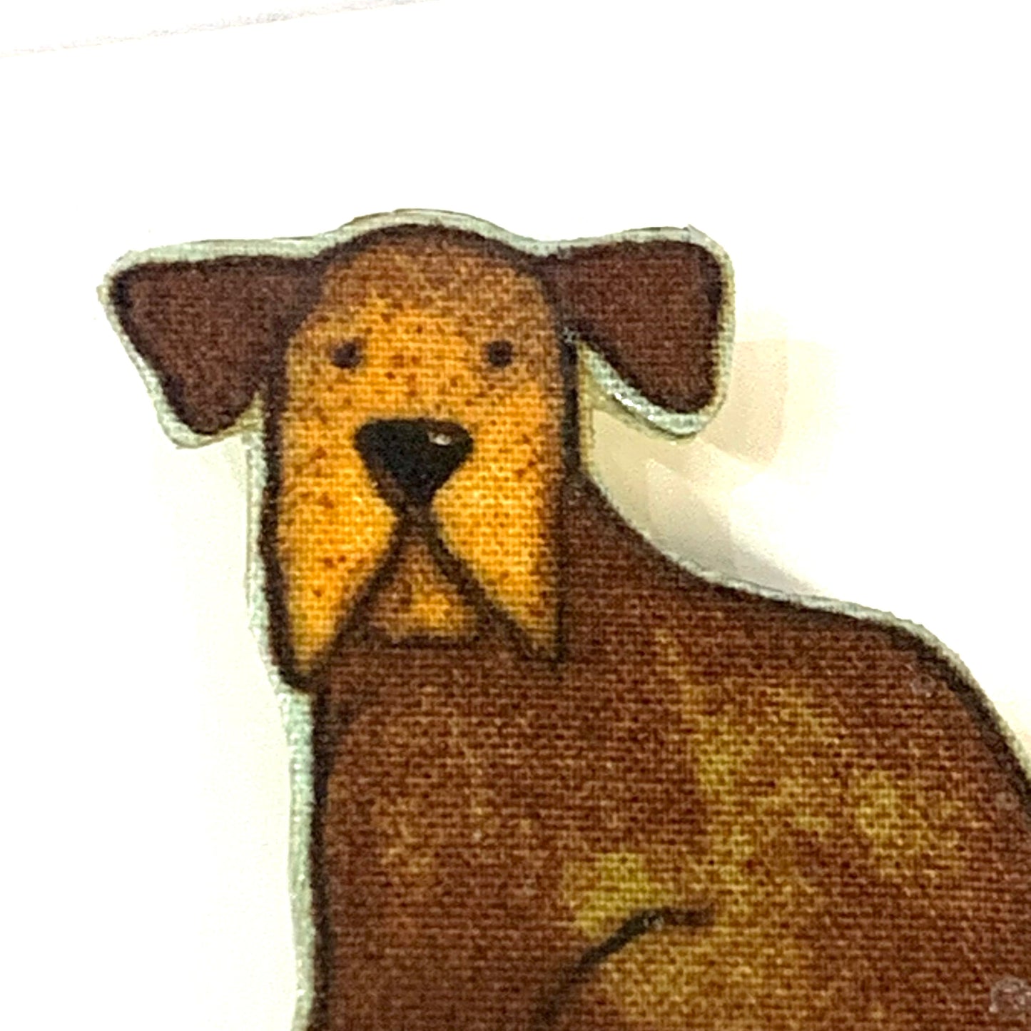 THIS BIRD HAS FLOWN- Fabric Remnant Brooches- Sitting Up Brown Doggo