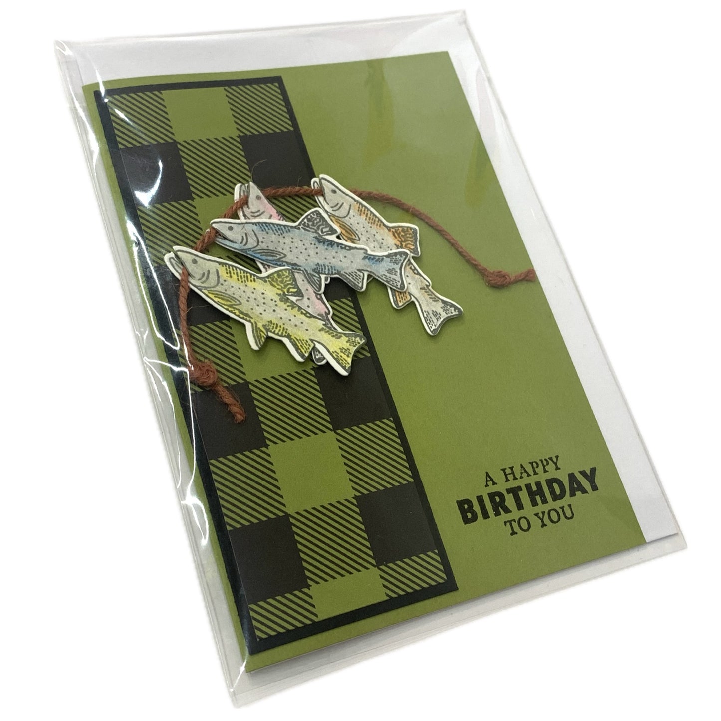 PAPER POSSUM- HANDMADE GREETING CARD- Happy Birthday Fisherman