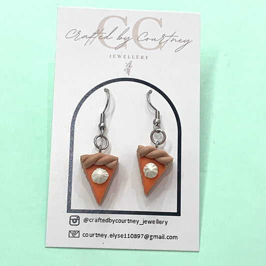 CRAFTED BY COURTNEY- Handmade Pumpkin Pie- Polymer Clay Earrings