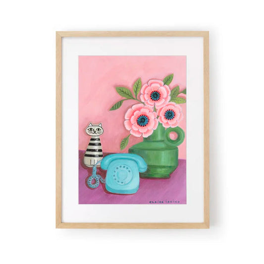 CLAIRE ISHINO- MEDIUM LIMITED EDITION A4 PRINTS- "Only A Phone Call Away"