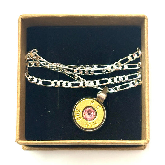 WILD BRASS- Pendant Necklace with Pink Swarovski Crystals