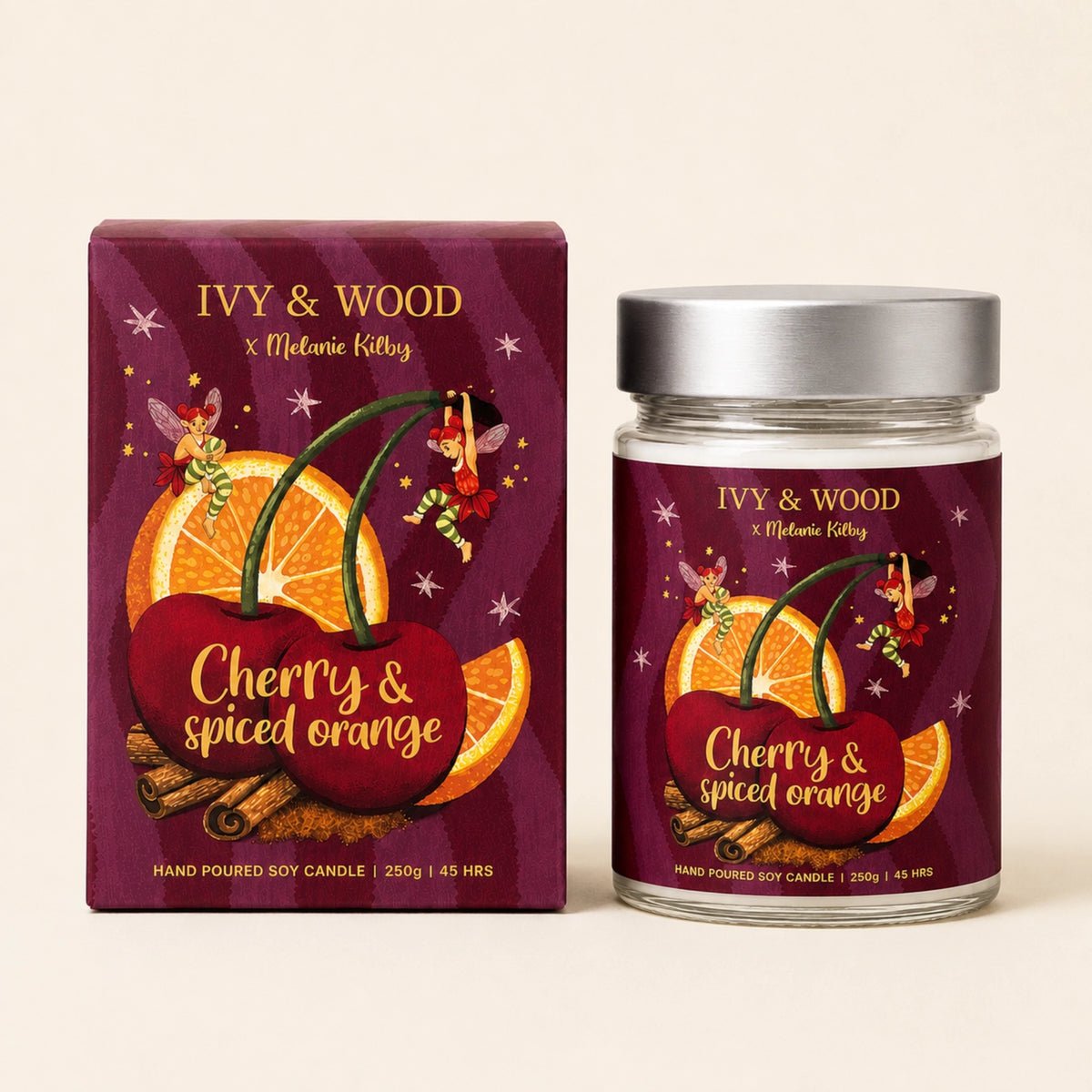IVY & WOOD - "Cherry & Spiced Orange"-Limited Edition Christmas Candle