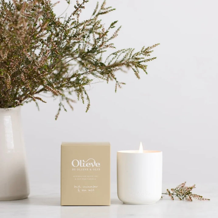 OLIEVE AND OLIE- Bush Cucumber & Sea Salt- Ceramic Candle