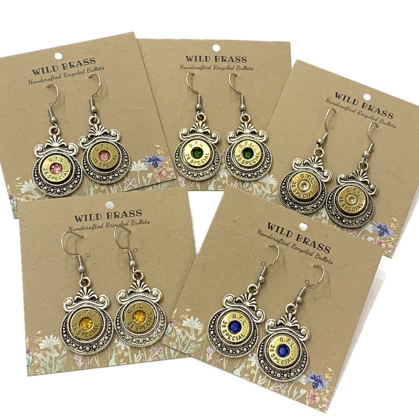 WILD BRASS- Aztec Drops- Clear Swarovski Crystal