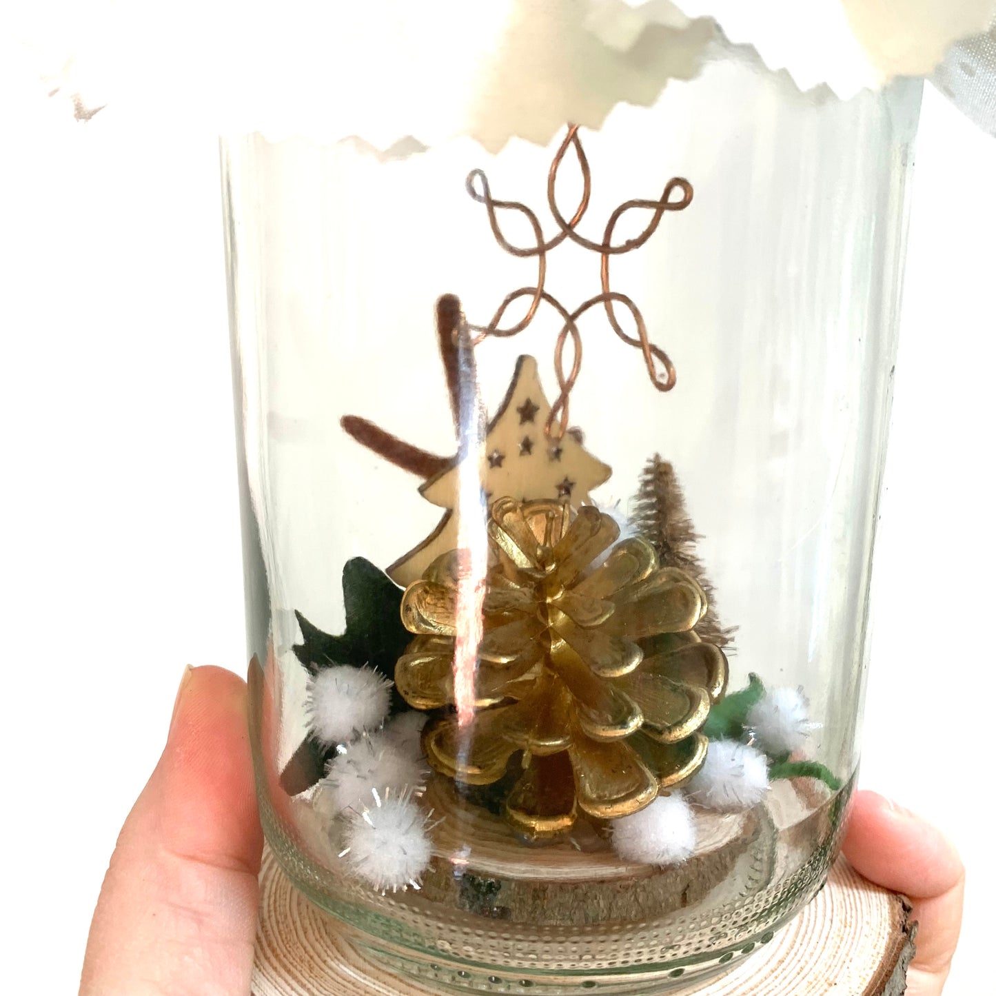 THIS BIRD HAS FLOWN- Christmas Jar Decoration- Large Natural Woodland