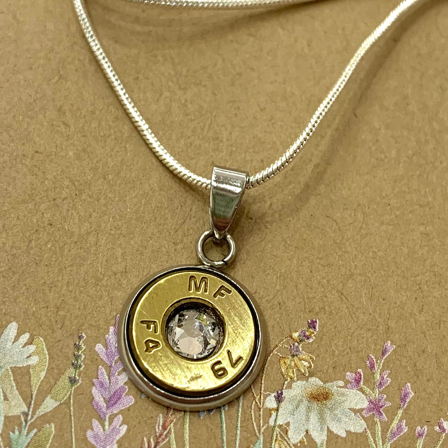 WILD BRASS- Pendant Necklace with Clear Swarovski Crystals