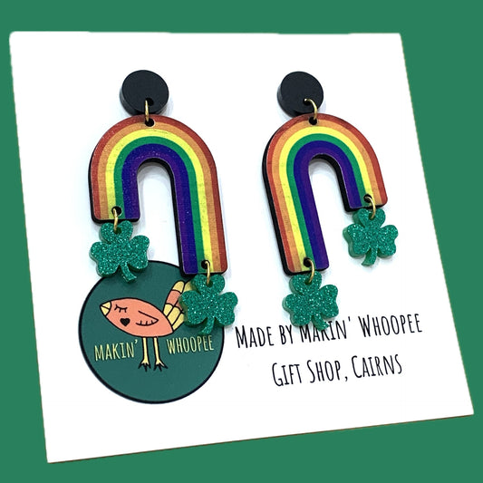 MAKIN' WHOOPEE - Rainbow & Shamrock Dangle Earrings