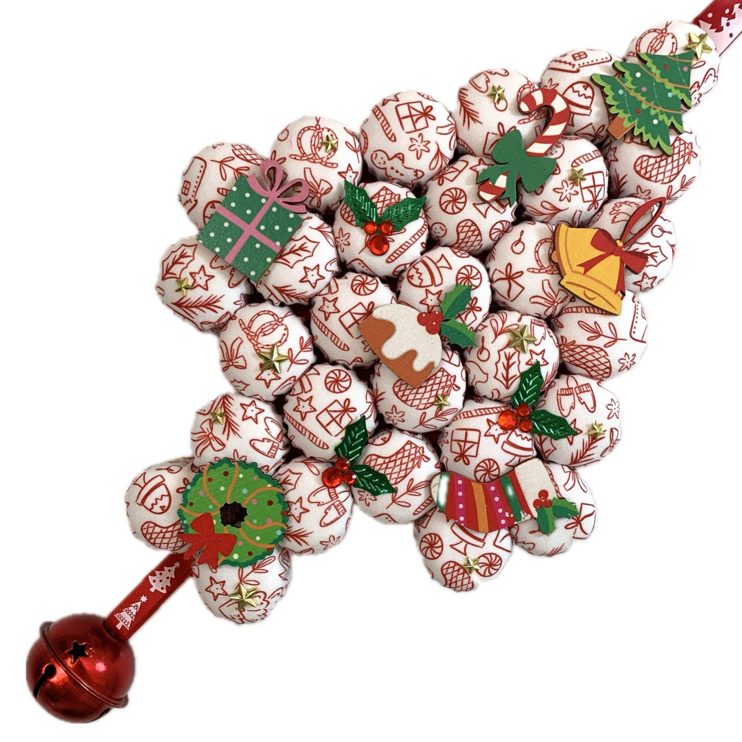 MUMMA WHOOPEE- "Merry & Bright"- SMALL BOTTLE TOP CHRISTMAS TREE WALL HANGING