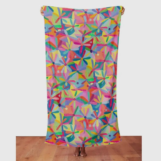 LORDY DORDIE - Rainbow Daisies- Beach Wrap/Shawl/Scarf
