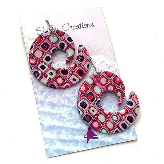 Sailvie Creations - Spiral Liquorice Allsorts Hook Dangle Earrings