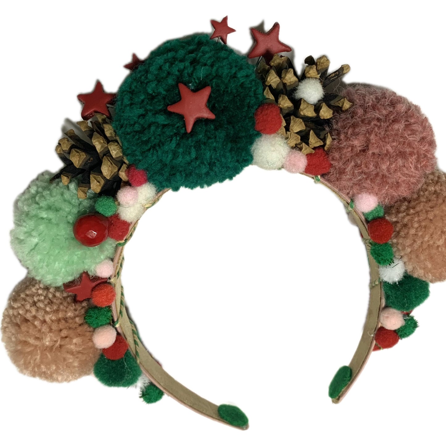 THIS BIRD HAS FLOWN- "POM POMS & PINECONES" LARGE CHRISTMAS HEADBAND