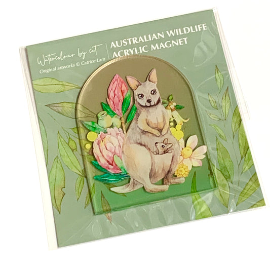 WATERCOLOURS BY CAT- Kangaroo- Australian Animal Art Magnet