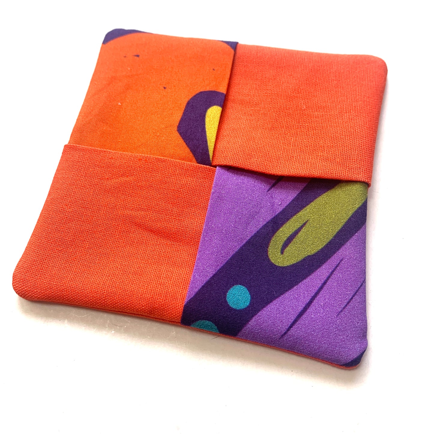 MUMMA WHOOPEE- SINGLE WINE GLASS SLIPPER/COASTERS- Abstract Ellie & Orange