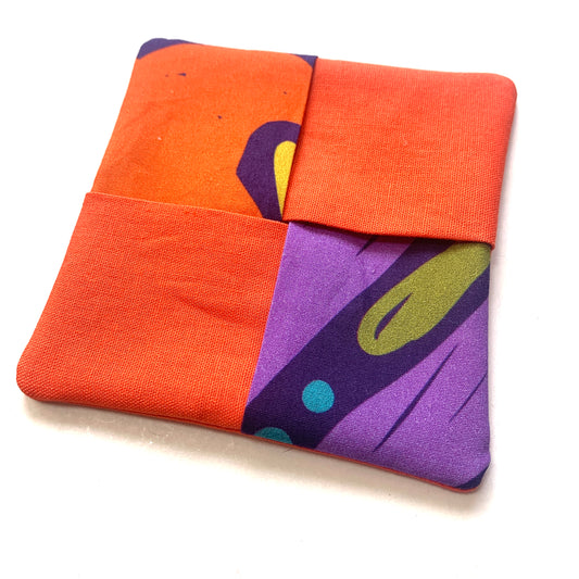 MUMMA WHOOPEE- SINGLE WINE GLASS SLIPPER/COASTERS- Abstract Ellie & Orange