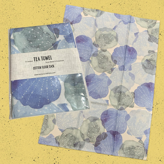 ESZTER'S CREATIONS - "Watercolour Shells"- Tea Towel