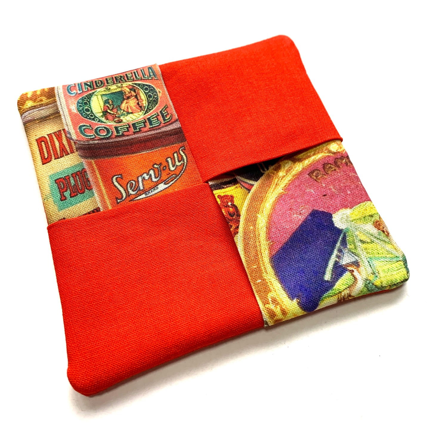 MUMMA WHOOPEE- SINGLE WINE GLASS SLIPPER/COASTERS- Vintage Tins & Red