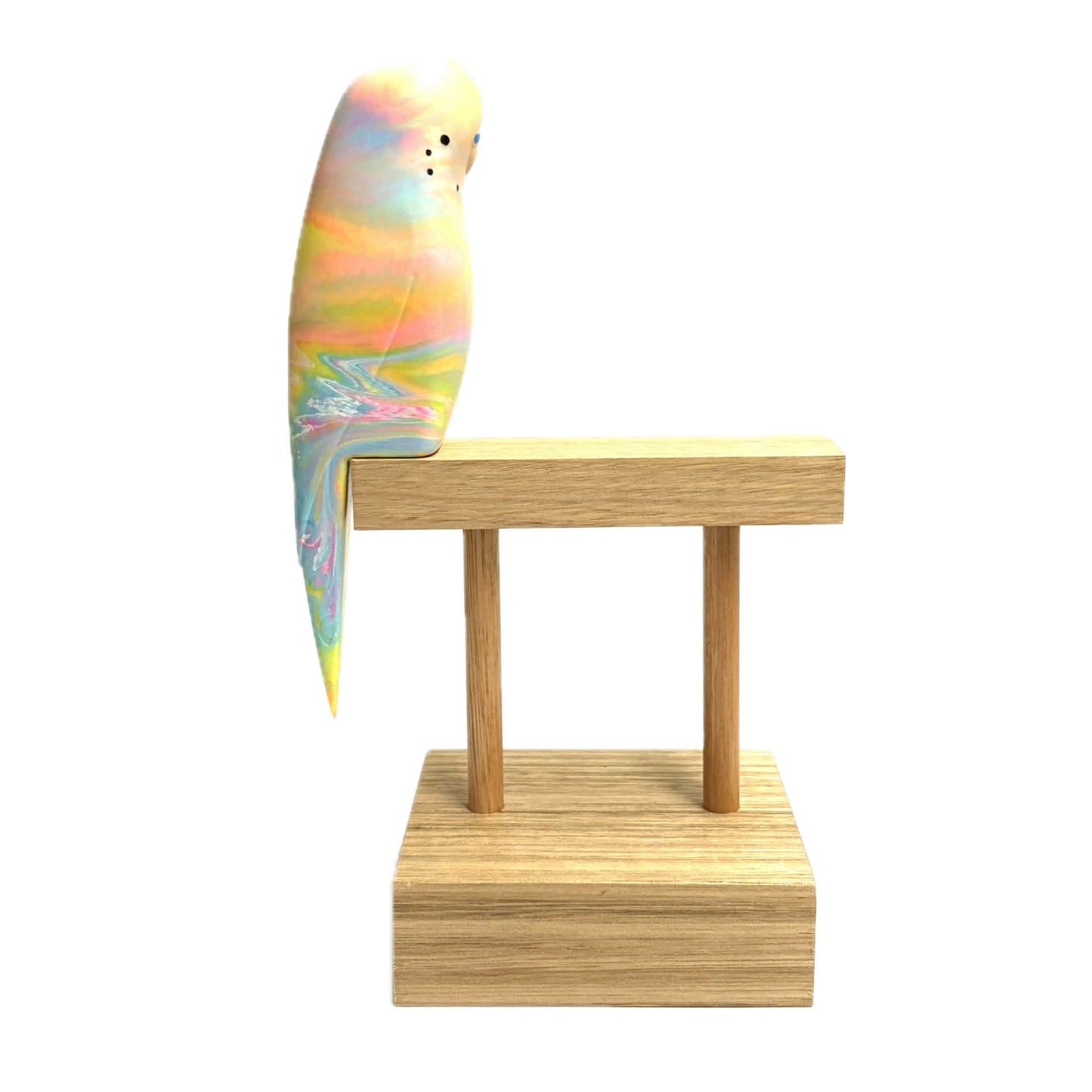 PETE CROMER - RESIN BUDGERIGAR #4 - Gelato Pink, Purple, Orange, Blue Swirl