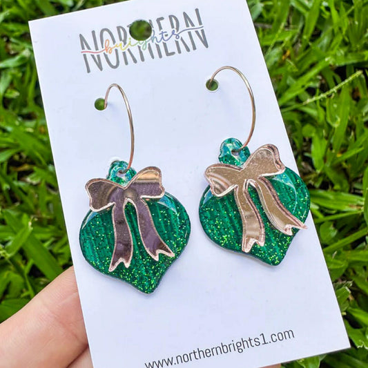 Northern Brights - Bauble Hoops - Mini Green/Gold