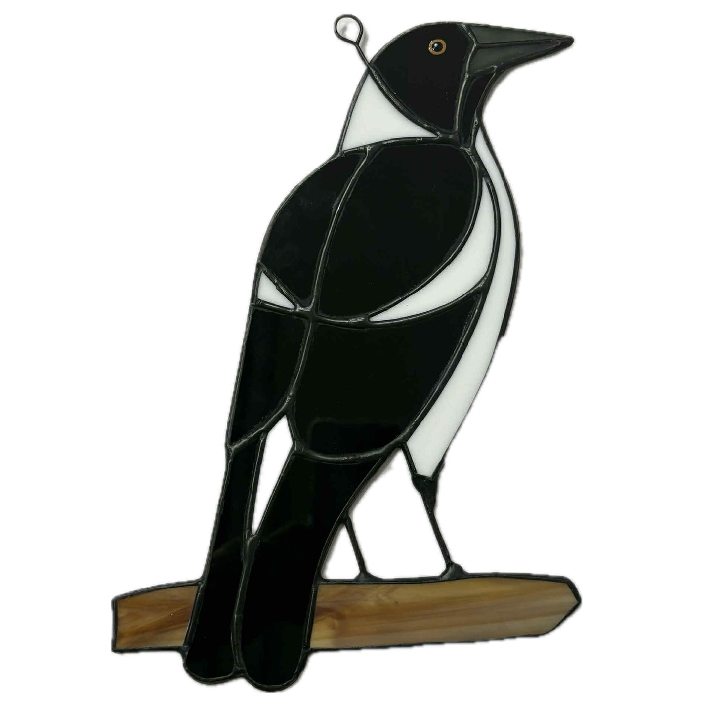 SWAN GLASS - SWOOP THE AUSTRALIAN MAGPIE - Stained Glass Ornament