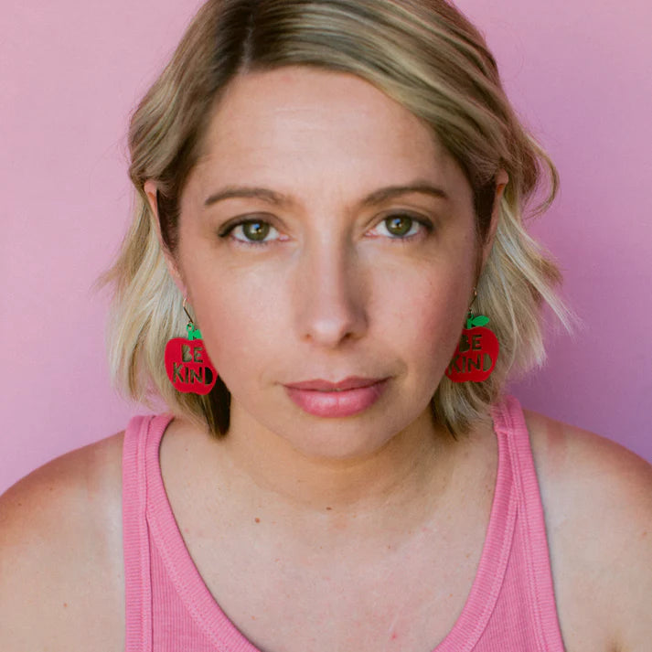 DENZ & CO - Midi Be Kind Apple earrings in Red/Green - DANGLE EARRINGS