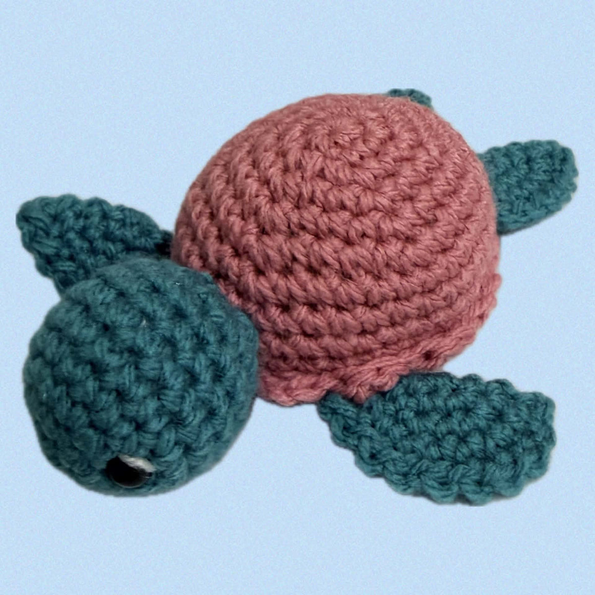 BEAKNITS-Crocheted Turtle - Blush Pink Shell (sage)