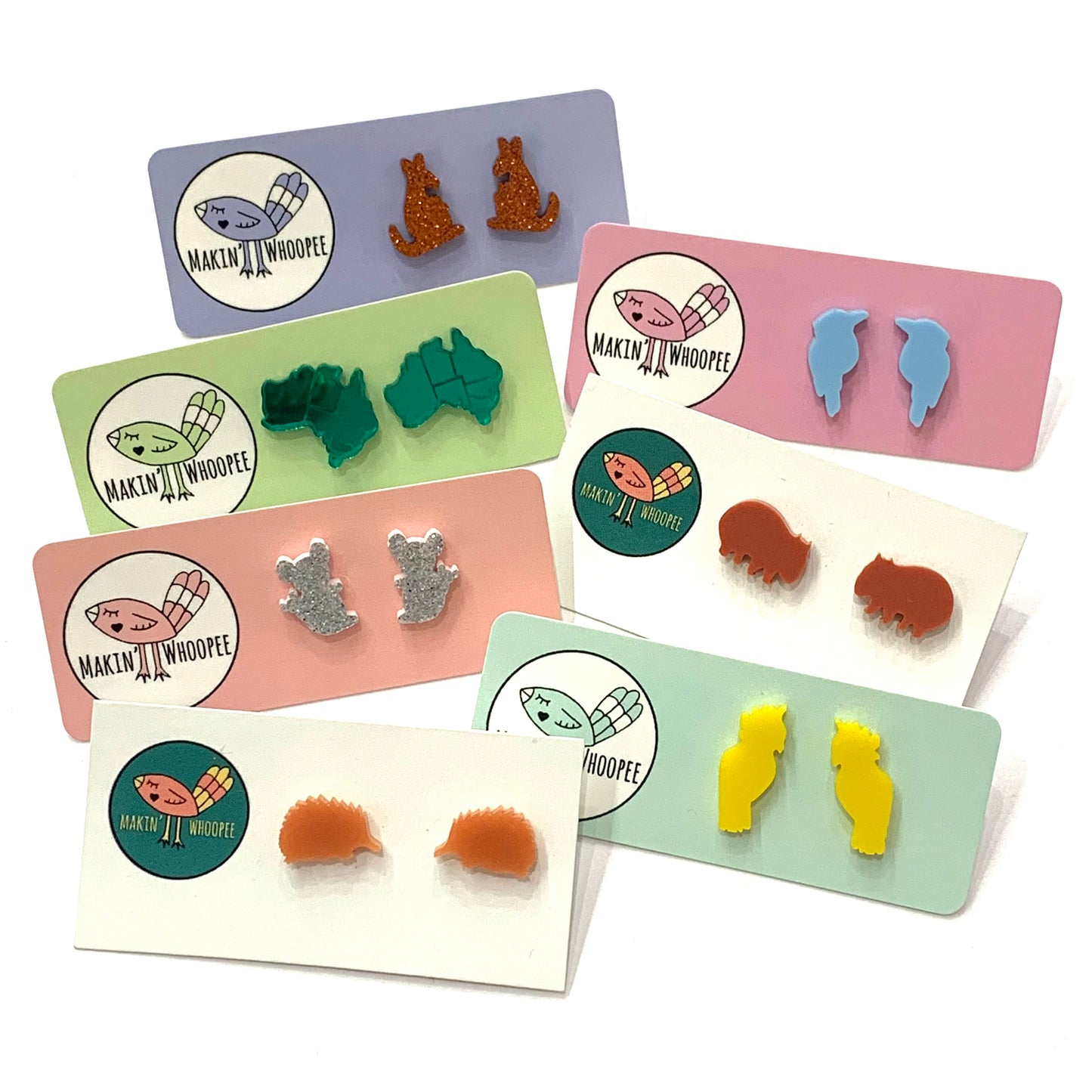 MAKIN' WHOOPEE - Little Aussies- "Kangaroo" Stud Earrings - Gingerbread Glitter