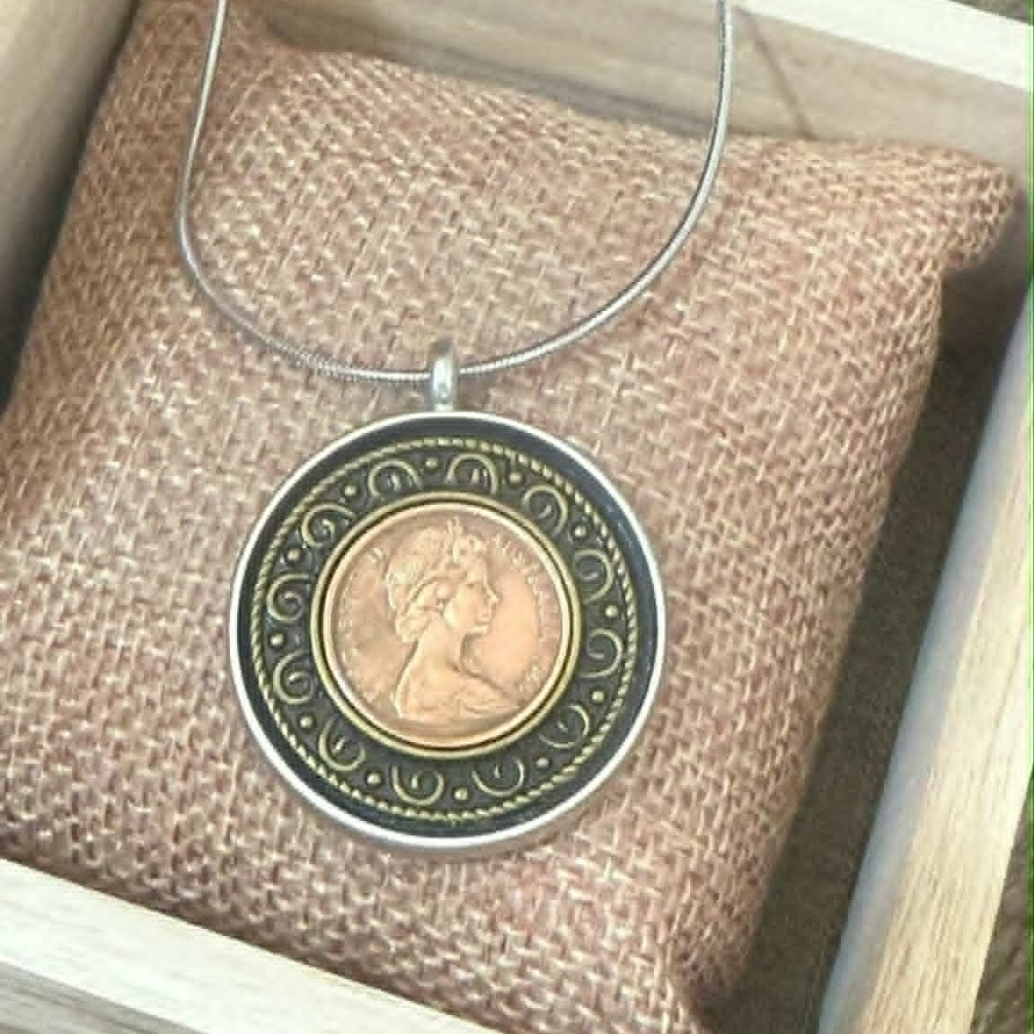 MOLLY MADE- 1966 One Cent Coin Pendant Necklace