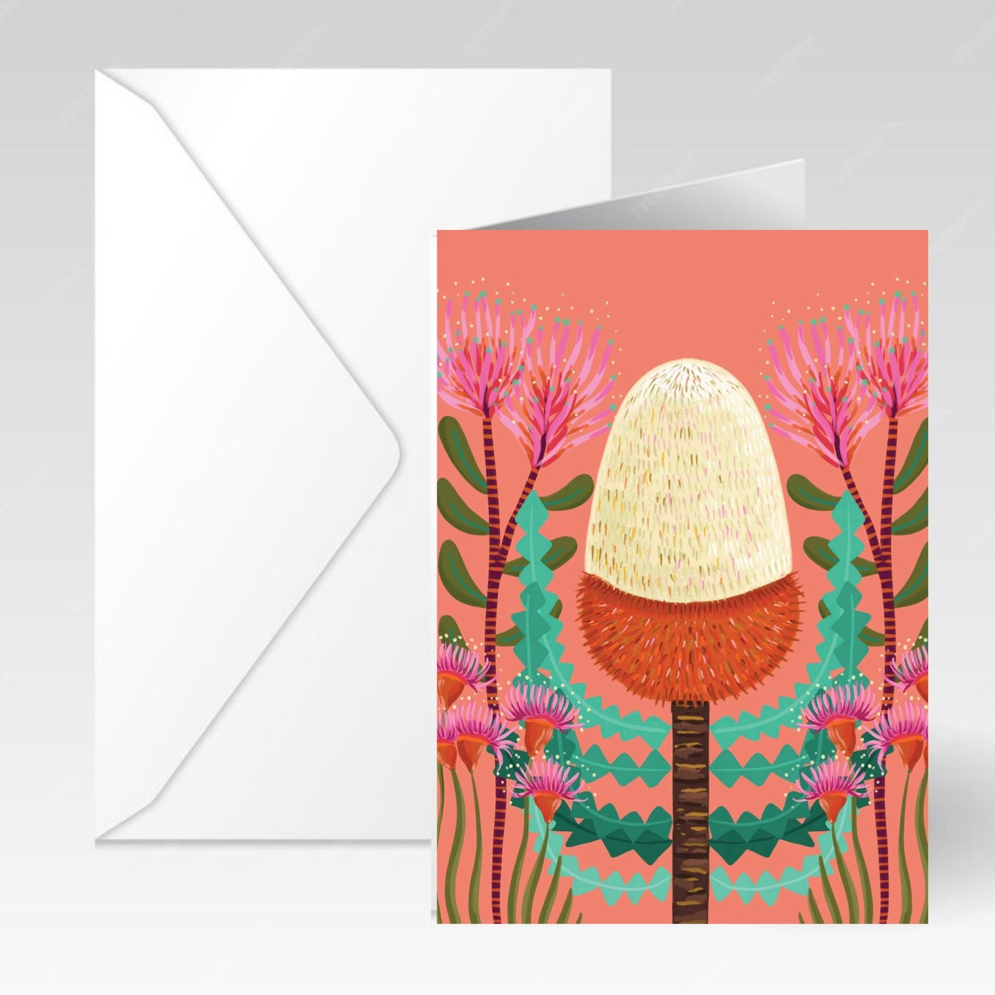 NUOVO - "Peach Banksia" Greeting Card- by Emma Whitelaw