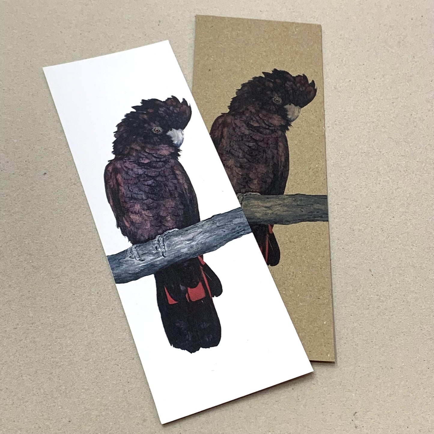 Shanna Trees Creations- "Red Tailed Black Cockatoo" Bookmark- White Paper