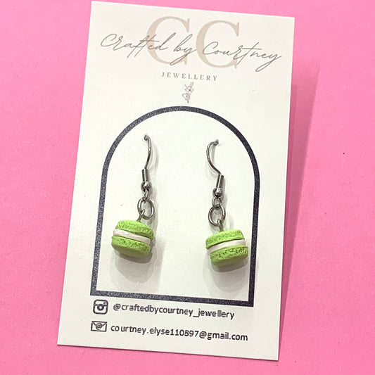 CRAFTED BY COURTNEY- Macaron Hook Earrings- Green