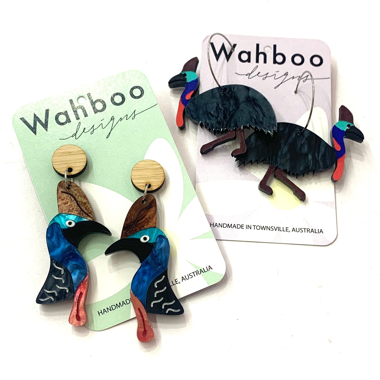 WAHBOO- Cassowary Hook Dangle Earrings