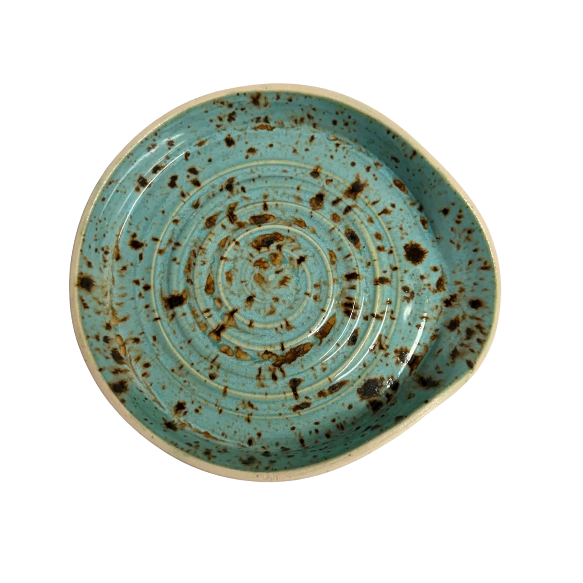 POTTERESS BY ALICIA - Spoon Rest - Blue/Green Speckled Swirl