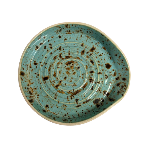 POTTERESS BY ALICIA - Spoon Rest - Blue/Green Speckled Swirl