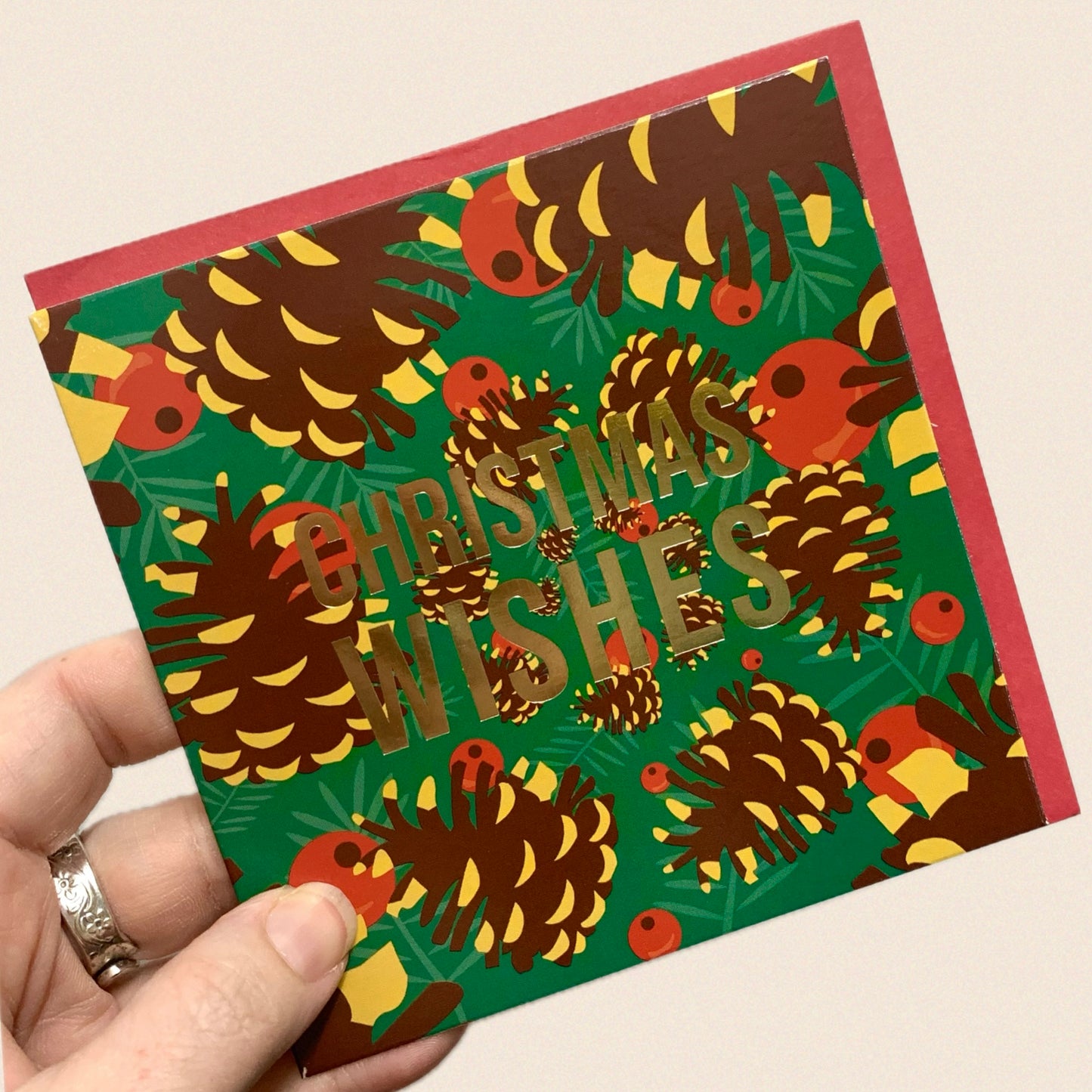 CANDLEBARK CREATIONS - "Merry Pine & Berry"- Single Square Card