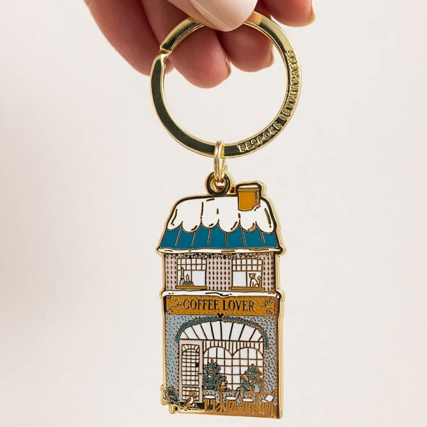 BESPOKE LETTERPRESS - Coffee Lover - Enamel Key Ring